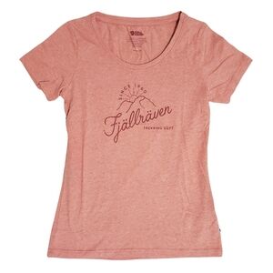 Fjallraven Sunrise T-Shirt Crew Neck Short Sleeve Women XS Rowan Red-Melange NWT